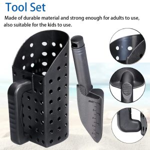 Metal Detecting Sand Scoop Set Portable Ergonomic Sturdy ABS Plastic Sand Scoop and Trowel for Treasure Hunting