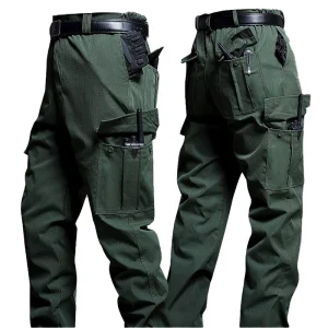 Wear-Resistant Stretch Cargo Pants – Multi-Pocket, Green